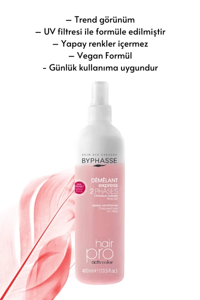 BYPHASSE Boyalı Kuru Saçlara Özel Çift Fazlı Renk Koyucu Vegan Sıvı Saç Kremi 400ml - Resim 3