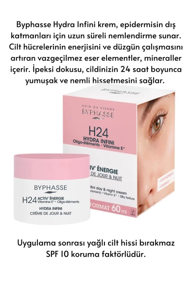 BYPHASSE Nemlendirici 24 Saat Nem Gece Gündüz Yüz Bakım Kremi 50ml - 2
