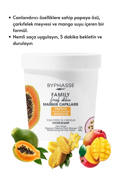 BYPHASSE Family Fresh Meyveli Nemlendirici Saç Maskesi 250ml - 3