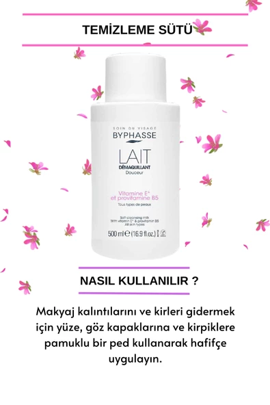 BYPHASSE Yüz ve Makyaj Temizleme Sütü Tüm Cilt Tipleri 500ml - 3
