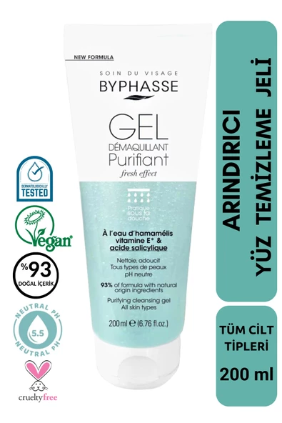 BYPHASSE Arındırıcı Yüz Temizleme Jeli Tüm Cilt Tipleri 200ml