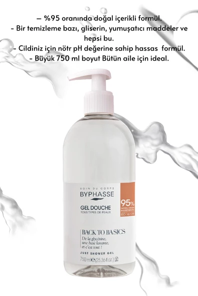 BYPHASSE Back To Basics Rafine Duş Jeli Tüm Cilt Tipleri 750ml - 3
