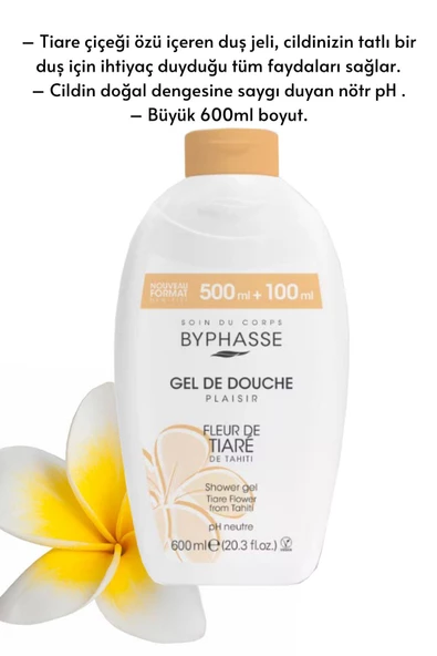 BYPHASSE Plaisir Tiare Çiçeği Duş Jeli 600ml - 2