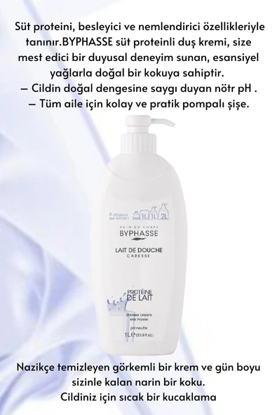 BYPHASSE Caresse Süt Proteini Özlü Duş Kremi 1000ml - 2