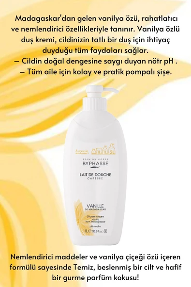 BYPHASSE Caresse Vanilya Çiçeği Özlü Duş Kremi 1000ml - 2