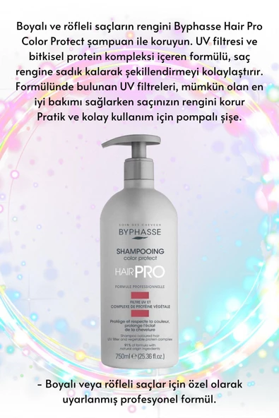 BYPHASSE Hair Pro Boyalı Saçlara Özel Renk Koruyucu Şampuan 750ml - 2
