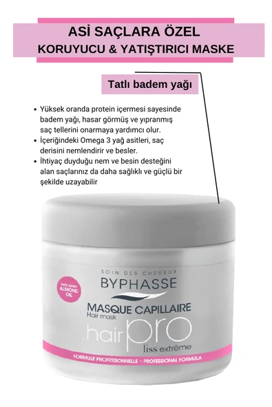 BYPHASSE Hair Pro Asi Saçlar İçin Koruyucu ve Yatıştırıcı Bakım Maskesi 500ml - Resim 4