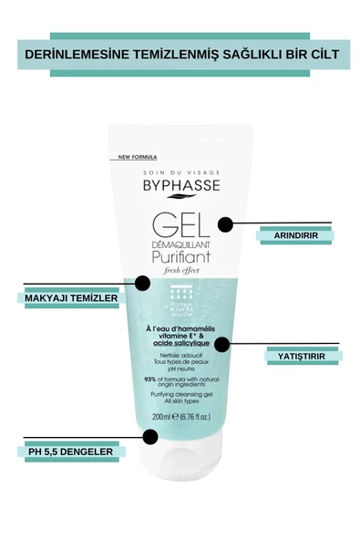 BYPHASSE Arındırıcı Yüz Temizleme Jeli Tüm Cilt Tipleri 200ml - 4