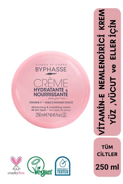 BYPHASSE Vitamin-E Nemlendirici Krem Yüz ,Vücut Ve Eller Için 250ml