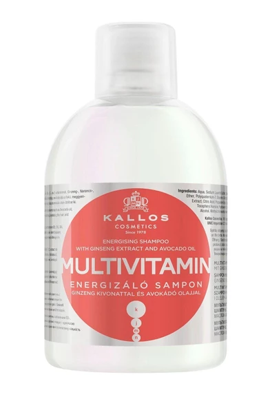 Kallos Cosmetics Multivitamin 1000ml Ginseng Özü Ve Avokado Yağı Içeren Multivitaminli Enerji Veren Şampuan