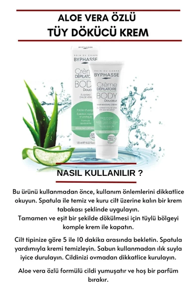 BYPHASSE Tüy Dökücü Krem Aloe Vera Özlü 125ml - 3