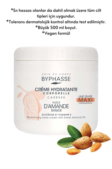 BYPHASSE Nemlendirici Vücut Kremi Tatlı Badem Yağlı 500ml - 3