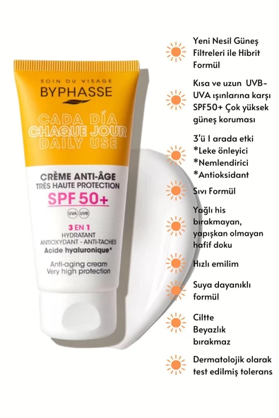 BYPHASSE Anti-aging Sıvı Güneş Kremi - Yeni Nesil Güneş Filtreli Hibrit Formül 50ml - 4