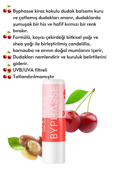 BYPHASSE Kiraz Aromalı Nemlendirici Renkli Dudak Bakım Kremi 4.8 GR - 2
