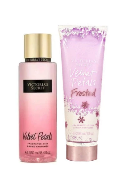 Victoria's Secret Velvet Petals & Velvet Petals Frosted Vücut Losyonu Ve Spreyi 2'li Set