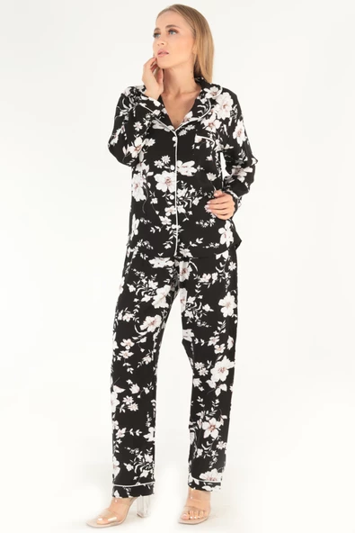 DoReMi Floral Pattern Uzun Kollu Kadın Pijama Takım - 6