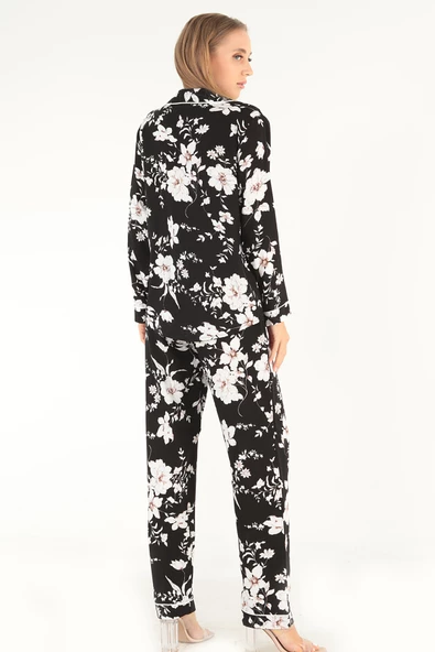 DoReMi Floral Pattern Uzun Kollu Kadın Pijama Takım - 3