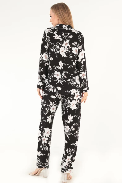 DoReMi Floral Pattern Uzun Kollu Kadın Pijama Takım - 8