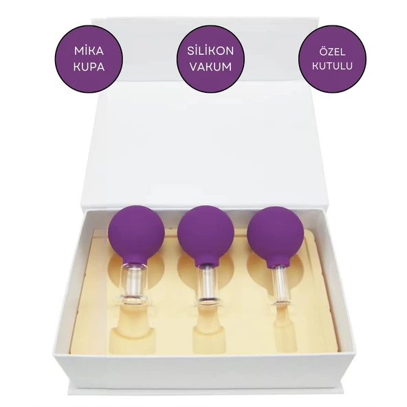 Mika Silikon Vakumlu Yüz Masaj Kupası 3'lü Set Mor Renk ürün görseli 1