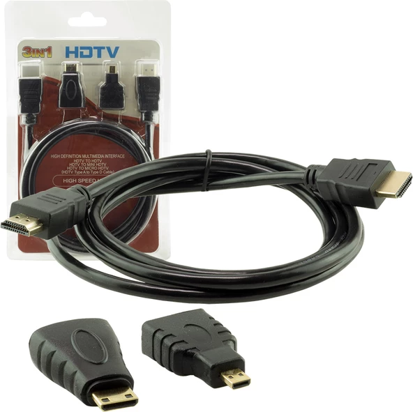 Powermaster HDMI Kablo 1.5 Metre 3lü Set Powermaster (Mıcro HDMI Hdmı*mini HDMI Hdmı)