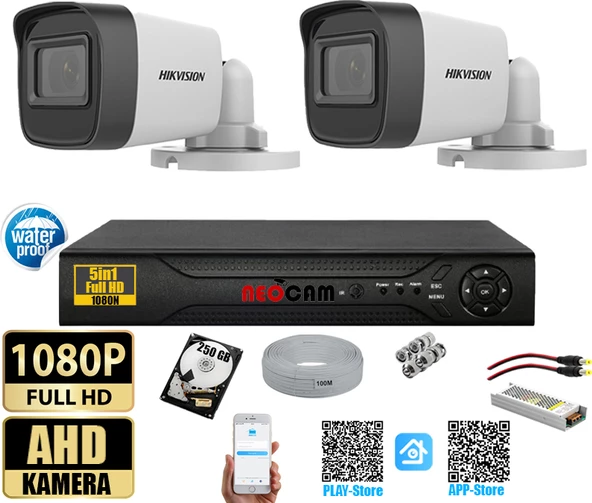 Hikvision 2 Kameralı Hikvision Güvenlik Kamerası SETI-250GB