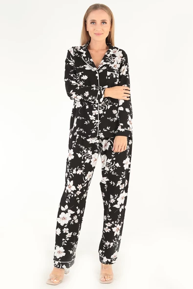 DoReMi Floral Pattern Uzun Kollu Kadın Pijama Takım - 7