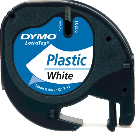 Dymo LetraTag Plastik Şerit Beyaz 12mmx4m