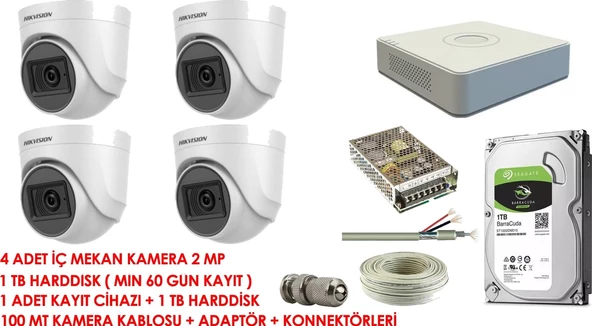 Hikvision 4'lü Set 2 Mp Hd Kamera Sistemi