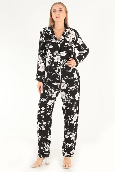 DoReMi Floral Pattern Uzun Kollu Kadın Pijama Takım