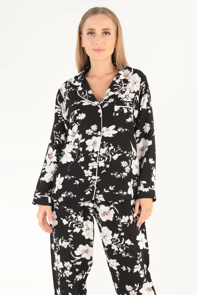 DoReMi Floral Pattern Uzun Kollu Kadın Pijama Takım - 2