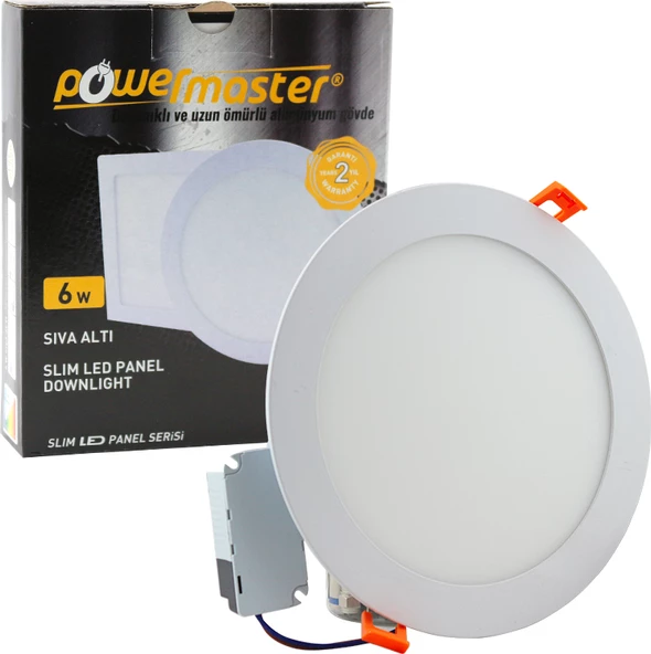 Powermaster 6 Watt Sıva Altı 6500K Beyaz 106MM Yuvarlak Slım Led-Eco Spot Panel