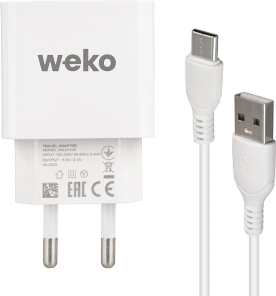 WK-21435 M7 2.1 Amper Şarj Başlık Adaptörü + Type-C Kablo (No:3) (2818) - 2