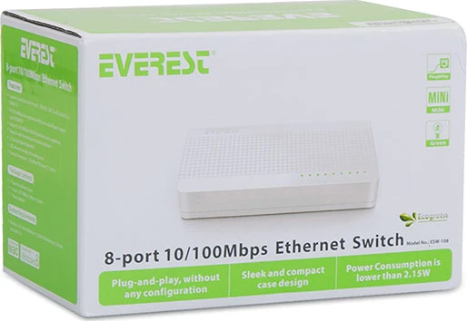 Everest Esw-108 8 Port 10/100Mbps Ethernet Switch Hub - 4