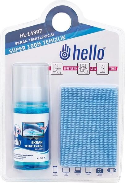 Hello HL-14307 Sprey + Fiber Bez 120ML LCD Ekran Temizleme Seti - 3