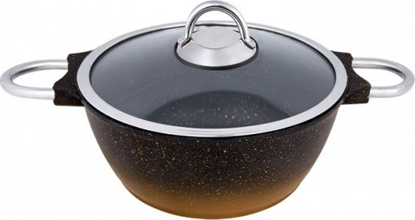 Emsan Kuvars 24 cm Derin Tencere - Siyah Gold - 3