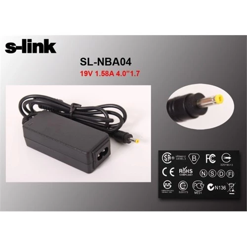 S-Link Sl-Nba04 30W 19V 1.58A 4.0*1.7 Hp Netbook Standart Adaptör