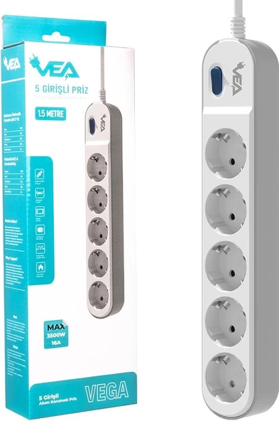 VEA VE-VEGA105 A CLASS 5Lİ ANAHTARLI 1.5 METRE AKIM KORUMALI GRUP PRİZ (MADE IN MALAYSIA) - 4