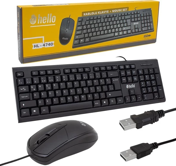 Melek Store Hello HL-4740 Kablolu Klavye+Mouse Set