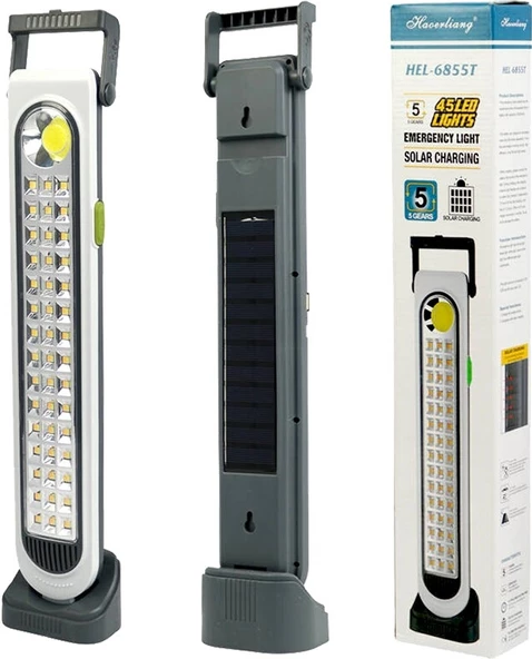Powermaster HEL-6855T 45 Ledli Şarjlı Solarlı Işıldak