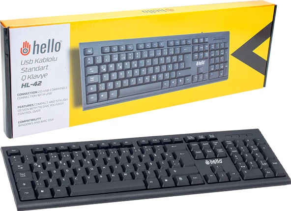 Melek Store Hello HL-18742 USB Kablolu Standart Q Klavye - 3