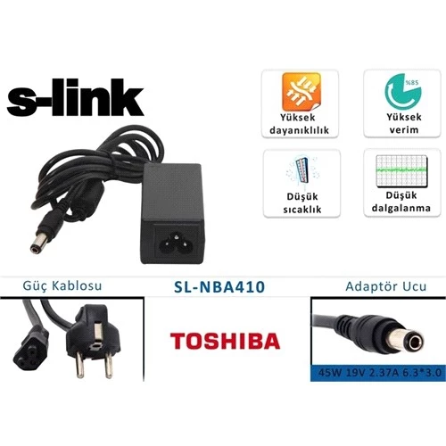 S-Link Sl-Nba410 45W 19V 2.37A 6.3*3.0 Toshiba Notebook Standart Adaptör