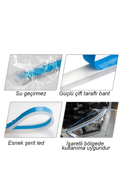 FAR ÜSTÜ-FAR İÇİ-FAR ALTI AÇILIŞ ANİMASYONLU KAYAR SİNYALLİ LED TURUNCU+GÜNDÜZ LED BEYAZ 2 ADET 60CM - 4