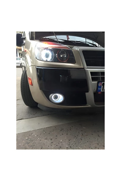 Mercekli Angel Led Sis Farı Halkalı Gündüz Sis Farı 89 mm Beyaz Su Geçirmez Metal Gövde 2 Adet - 3