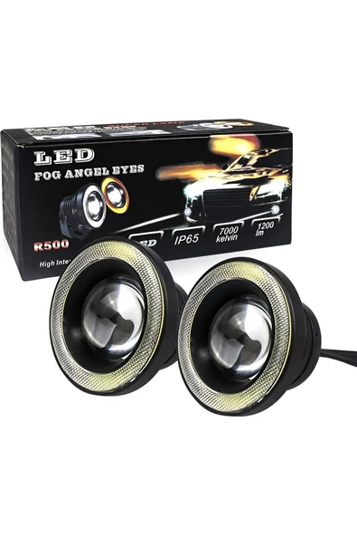 Mercekli Angel Led Sis Farı Halkalı Gündüz Sis Farı 76 mm Beyaz Su Geçirmez Metal Gövde 2 Adet - 2
