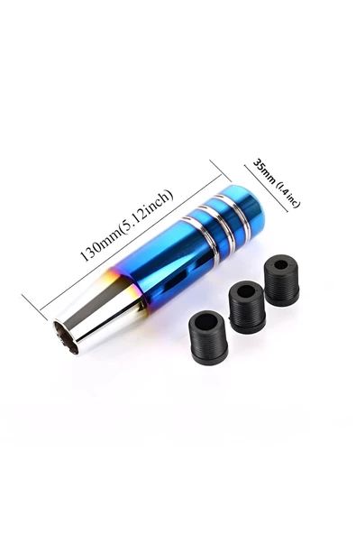 BRİDE YANMIŞ MAVİ STİL MANUEL VİTES TOPUZU HER ARACA UYUMLU 13 CM ALÜMİNYUM SPORT UNİVERSAL - 3