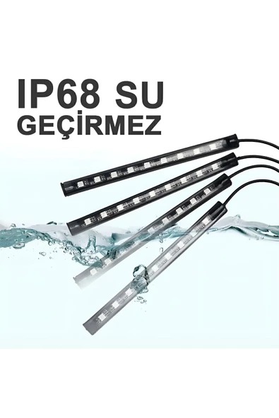 ARAÇ İÇİ KUMANDALI PARTİ IŞIĞI AYAK ALTI AYDINLATMA 12 LED AUTO ÇAKMAKLIK GİRİŞLİ RGB SESE DUYARLI - 2