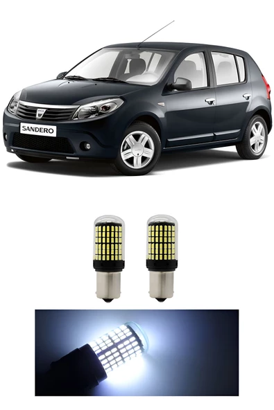 DACİA SANDERO 2007-2012 GERİ VİTES AMPULÜ 144 LEDLİ BEYAZ P21W 93 TİP TEK DUY DÜZ TIRNAK 2 ADET