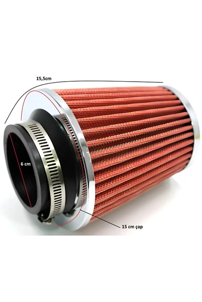 YÜKSEK PERFORMANS ARTTIRICI AÇIK HAVA FİLTRESİ UNİVERSAL KIRMIZI GÜÇ ARTIRICI FİLTRE DAR BOĞAZ 63MM - 3