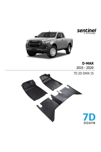 ISIZU D-MAX 2015-2020 ARACA ÖZEL 7D HAVUZLU PASPAS TAKIMI 5CM DERİNLİK KOKUSUZ YANLARI KAPLAR