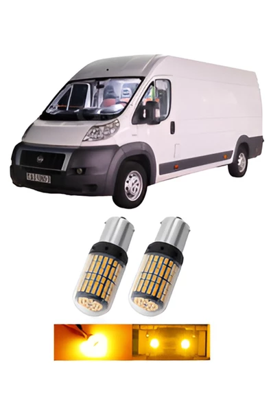 FİAT DUCATO UYUMLU ARKA SİNYAL AMPULÜ 144 LEDLİ TURUNCU P21W 93 TİP TEK DUY DÜZ TIRNAK 2 ADET